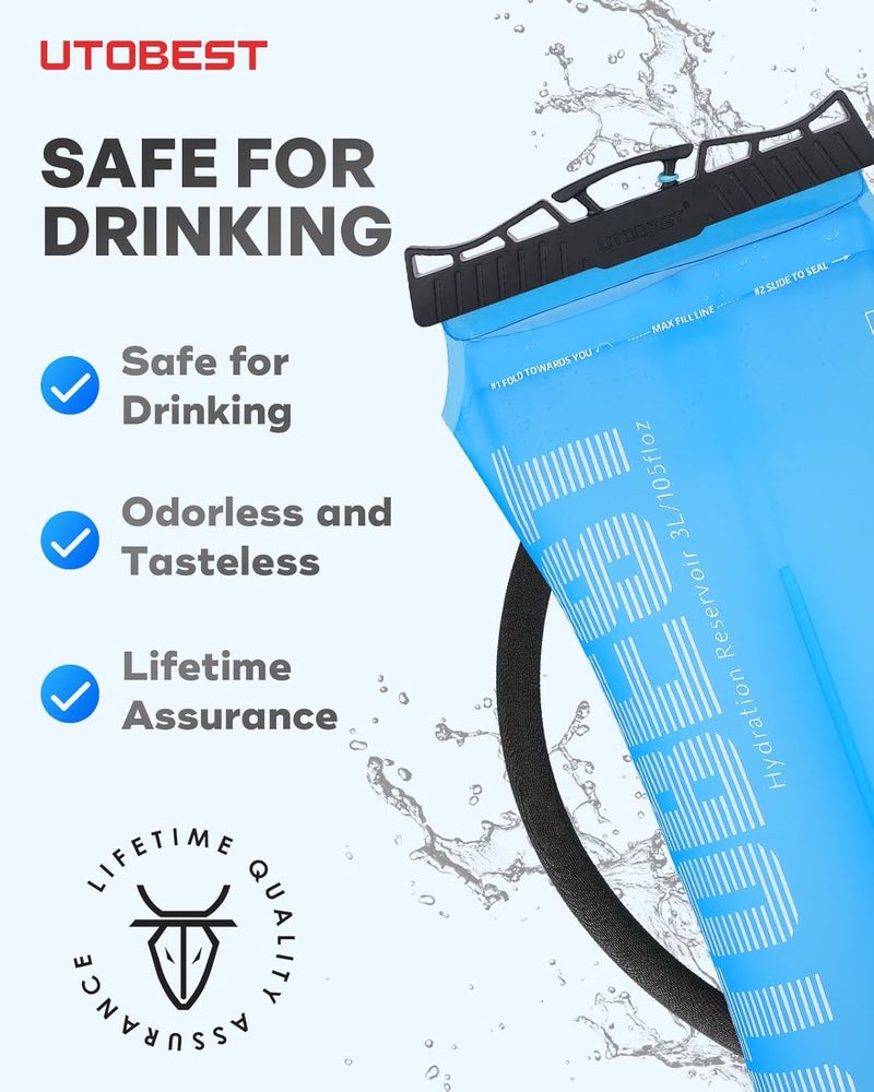 UTOBEST Hydration Bladder,TPU Water Bladder,Water Bladder for Hiking Backpack,BPA Free,Wide Opening,Leak-Proof,Water Reservoir for Hiking Cycling Camping Running - Image 2